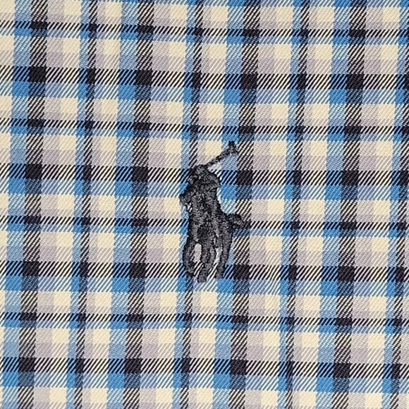 Ralph Lauren Mens Black Blue Checkered Long Sleeve Button Up Shirt Size Large - Picture 3 of 13